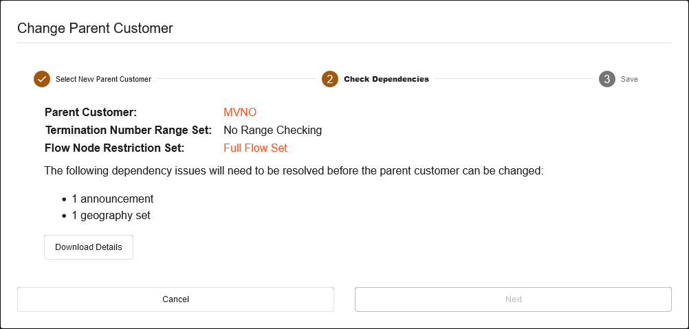 Parent customer wizard page 2 - Dependency check is not ok