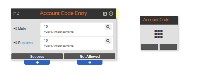 the Account Code Entry node
